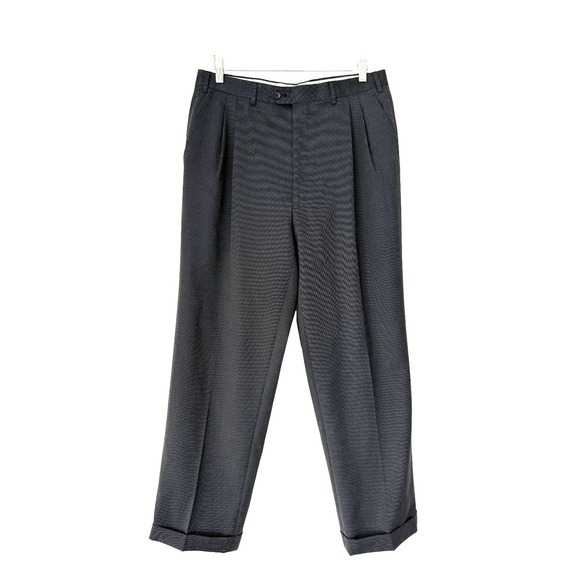 Chiari Italy Wool Dress Pants Mens 34R Black Cuffed Tailored Slacks Formal Suit